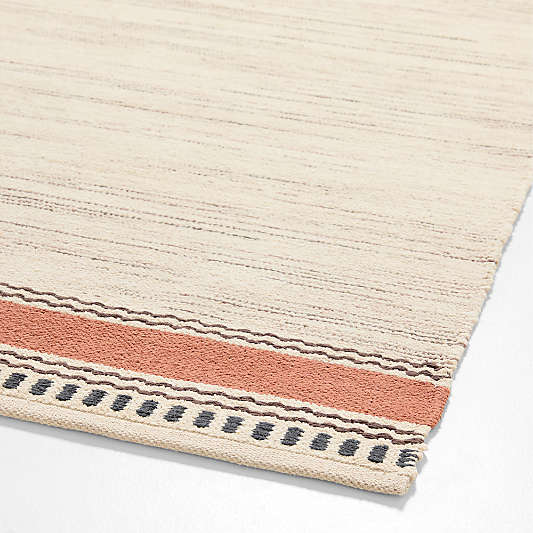 Border Stripe Brulee Brown Chenille Kids Area Rug 6'x9'