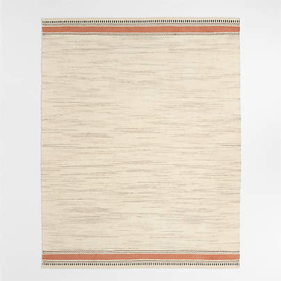 Border Stripe Brulee Brown Chenille Kids Area Rug 6'x9'