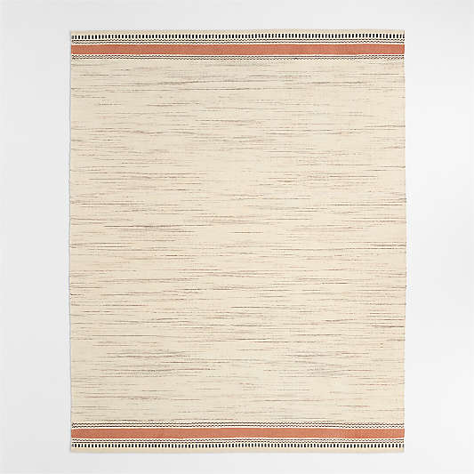 Border Stripe Brulee Brown Chenille Kids Area Rug 5x8