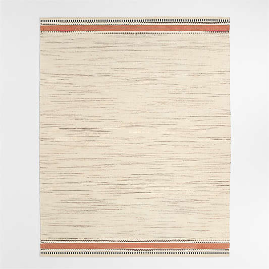 Border Stripe Brulee Brown Chenille Kids Area Rug 5'x8'