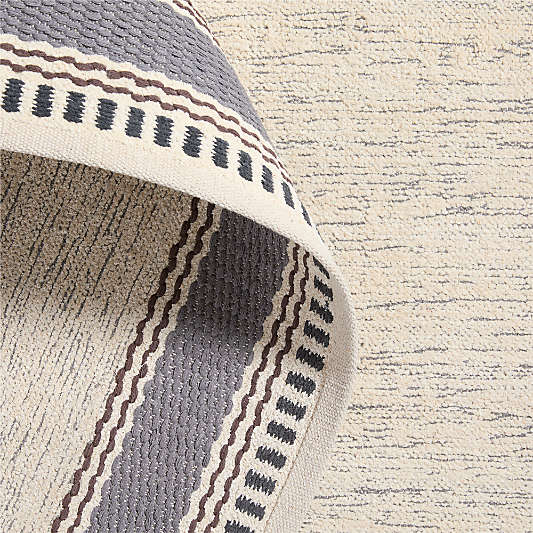 Border Stripe Slate Blue Chenille Kids Area Rug