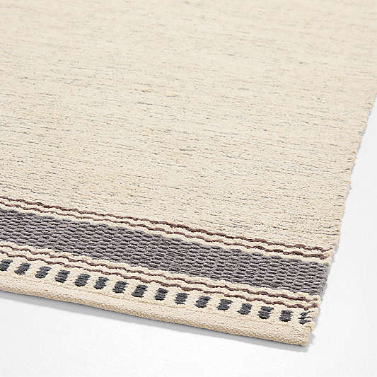 Border Stripe Slate Blue Chenille Kids Area Rug