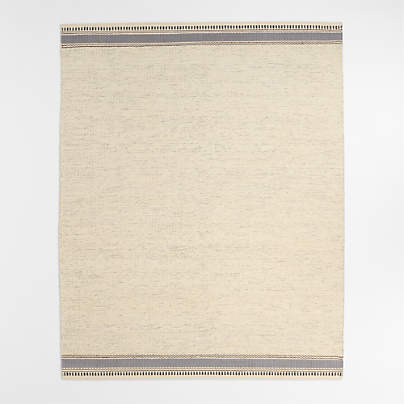 Border Stripe Slate Blue Chenille Kids Area Rug 5'x8'