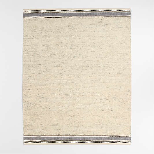 Border Stripe Slate Blue Chenille Kids Area Rug 6'x9'