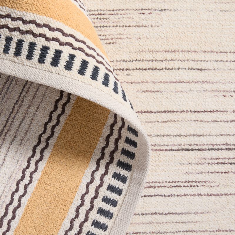 Border Stripe Savannah Yellow Chenille Kids Area Rug 6x9 - image 4 of 5