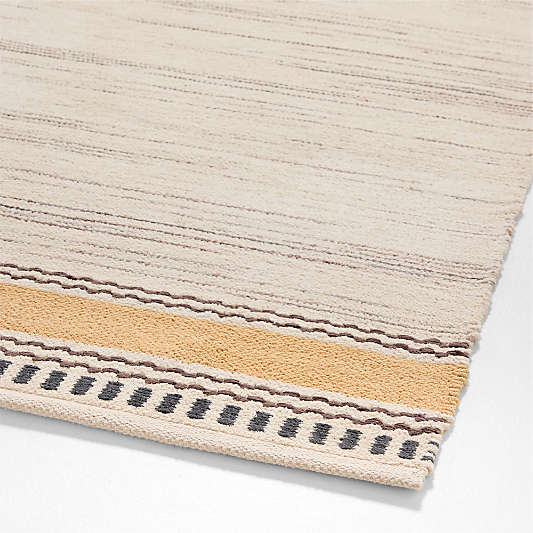 Border Stripe Savannah Yellow Chenille Kids Area Rug 5'x8'