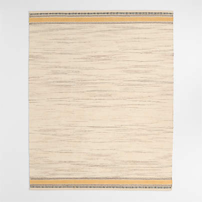 Border Stripe Savannah Yellow Chenille Kids Area Rug 5'x8'