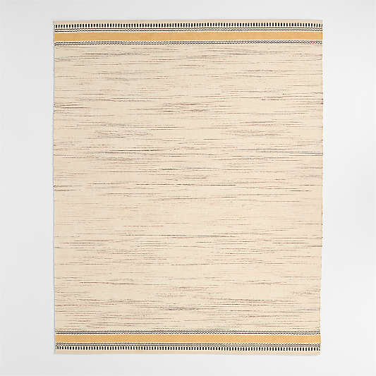 Border Stripe Savannah Yellow Chenille Kids Area Rug 8x10