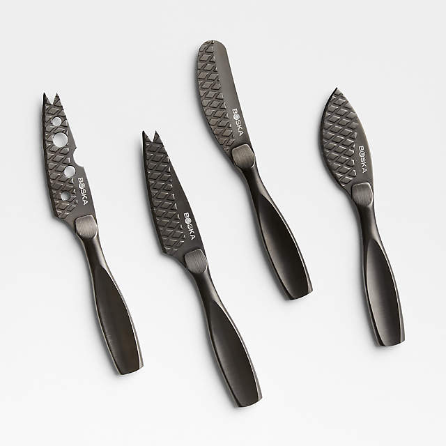 Boska Matte Black Cheese Knife Set (4-Piece), Stainless Steel on