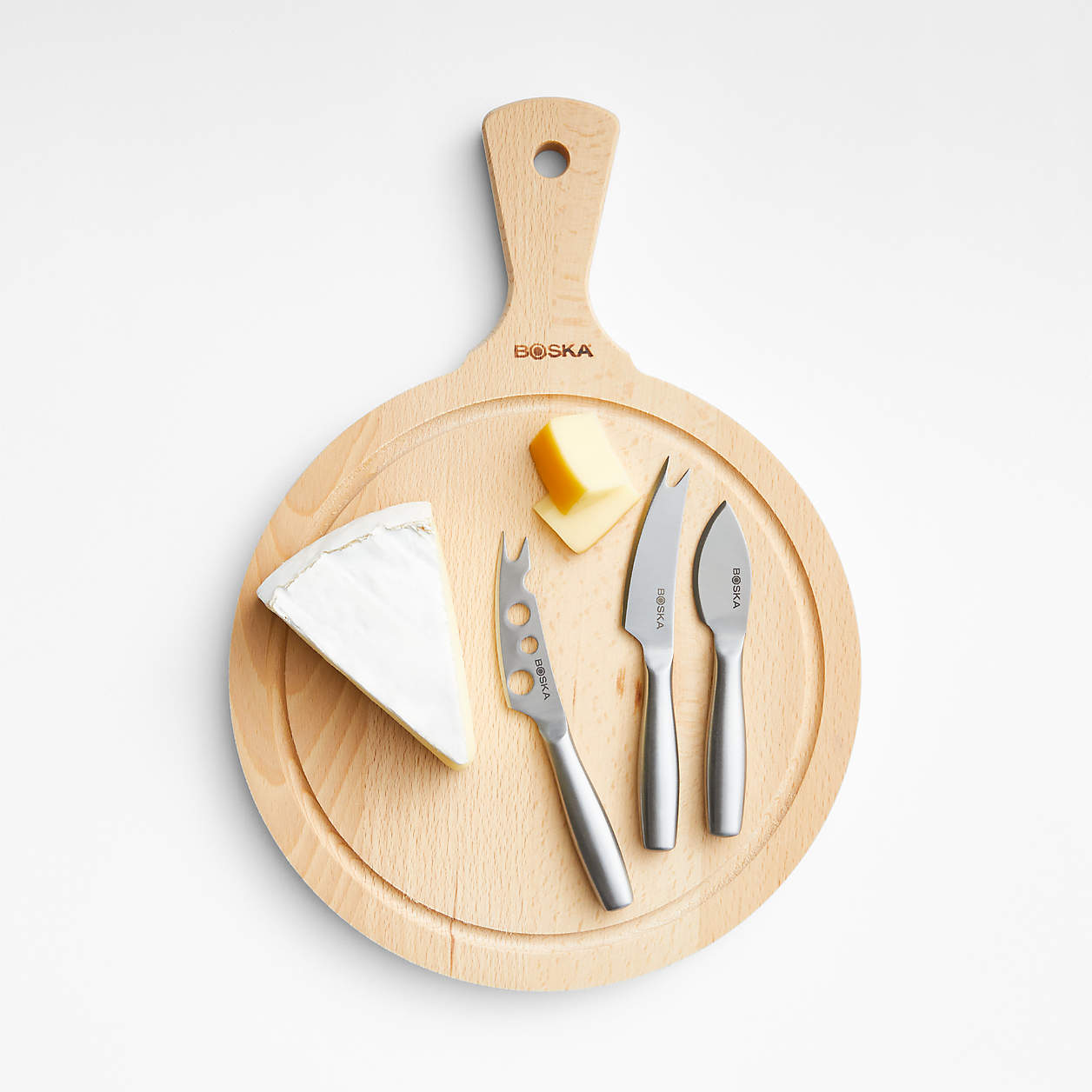Boska 320368 KIT FORMAGGIO TONDOFRIENDS, 4 PEZZI CM Ã˜30X3,5 + Coltello Burro + Coltello Formaggi Molli + Coltello Formaggi Duri