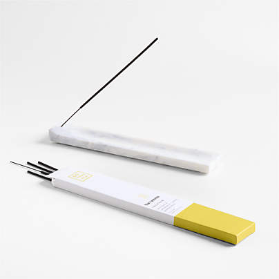 Marble Rectangle Incense Holder and Botanica Savanna Incense Sticks Set