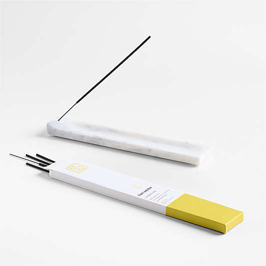 Marble Rectangle Incense Holder and Botanica Savanna Incense Sticks Set