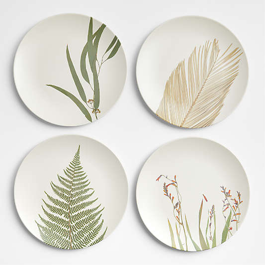 Botanical Bamboo Melamine Salad Plates, Set of 4