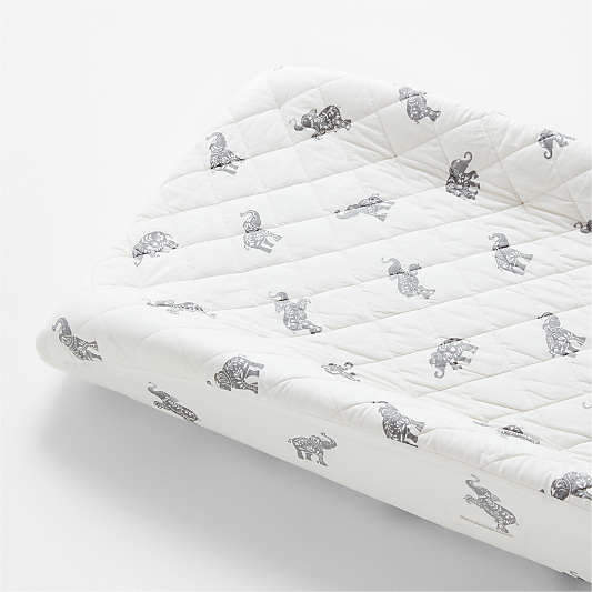 Stay Cool Botanical Elephant Organic Cotton Baby Changing Pad Cover