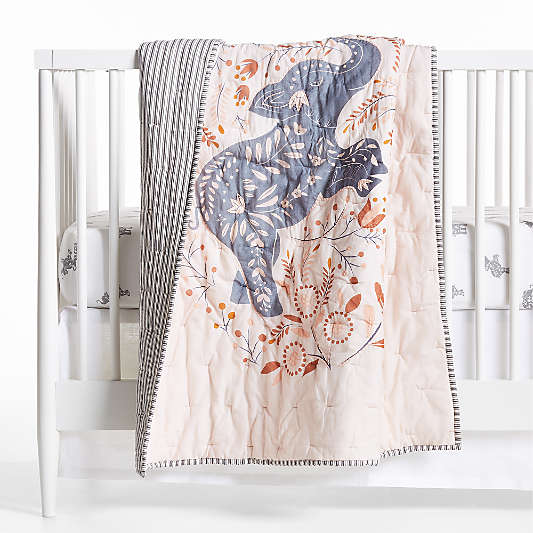 Stay Cool Botanical Elephant Organic Cotton Baby Crib Fitted Sheet