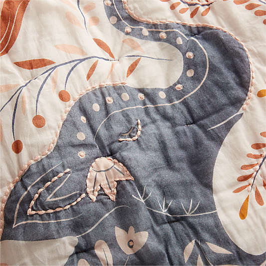 Botanical Elephant Organic Cotton Baby Crib Quilt Bedding Set