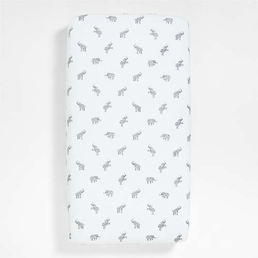 Stay Cool Botanical Elephant Organic Cotton Baby Crib Fitted Sheet