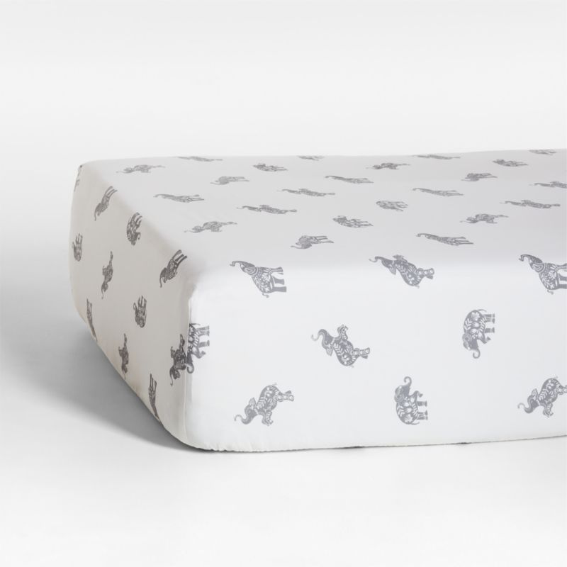 Viewing product image Stay Cool Botanical Elephant Organic Cotton Baby Crib Fitted Sheet - image 1 of 5