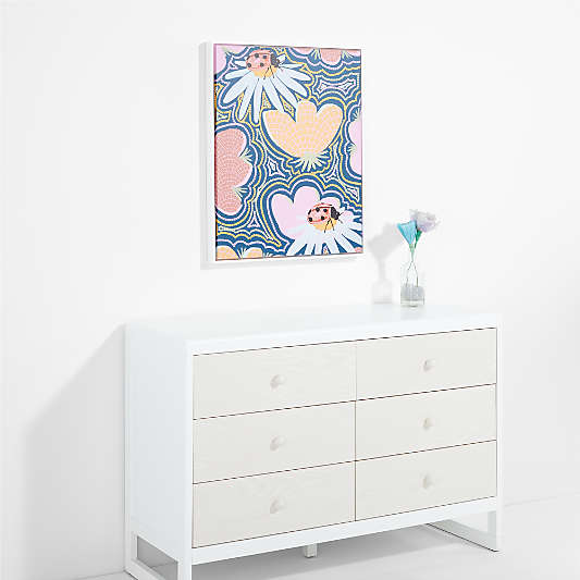 Ladybug Botanical Framed Canvas Wall Art Print