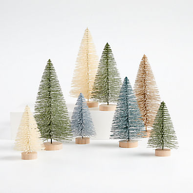 View Sage and Silver Bottle Brush Christmas Trees, Set of 8 details