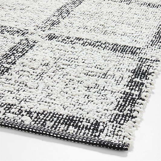 Boucle Black Handwoven Flatweave Kids Performance Area Rug