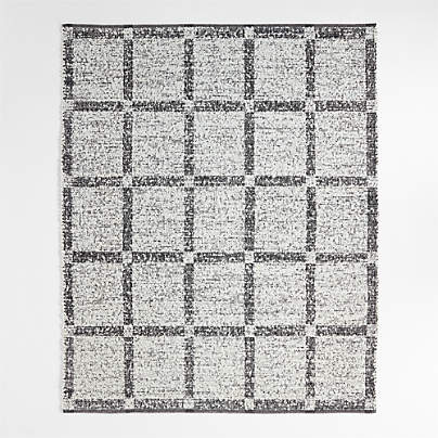 Boucle Black Handwoven Flatweave Kids Performance Area Rug 8'x10'