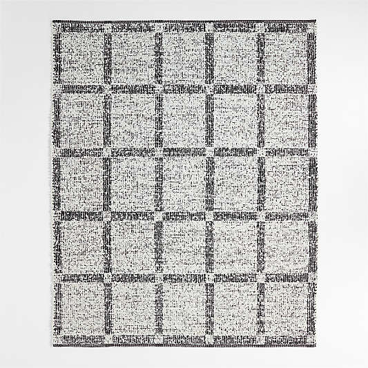 Boucle Black Handwoven Flatweave Kids Performance Area Rug 8'x10'