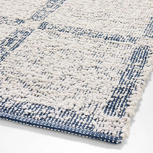 Boucle Coy Blue Handwoven Flatweave Kids Performance Area Rug 6x9