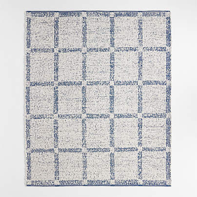 Boucle Coy Blue Handwoven Flatweave Kids Performance Area Rug 5x8