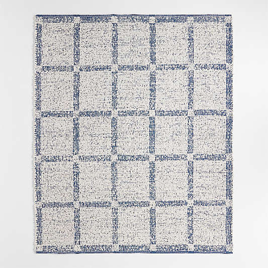 Boucle Coy Blue Handwoven Flatweave Kids Performance Area Rug 5x8