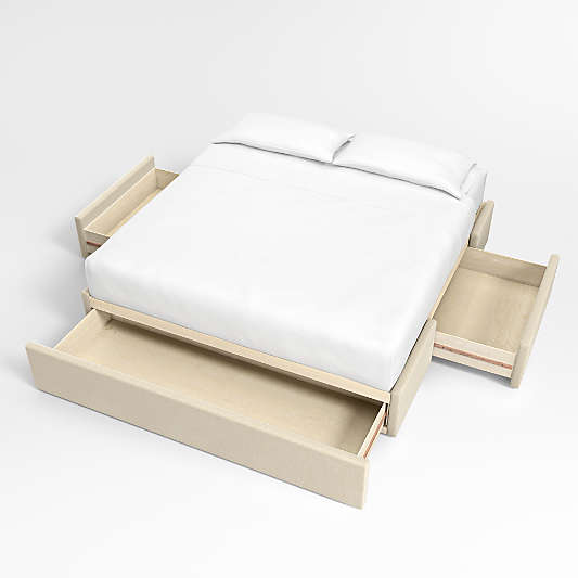 Ivory Upholstered Storage Bed Base