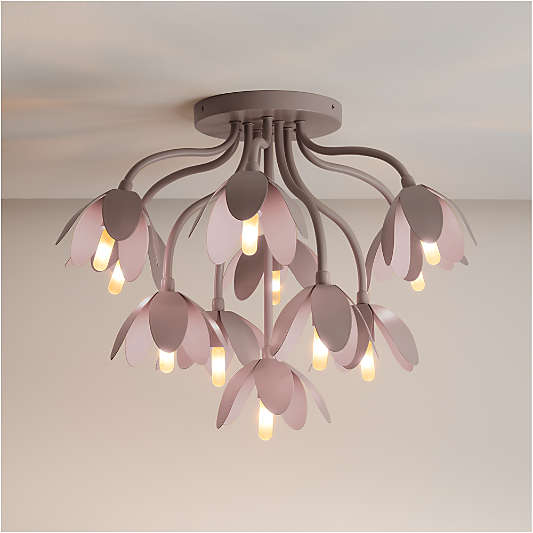 Bouquet Purple 22" Kids Flower Flush Mount Ceiling Light