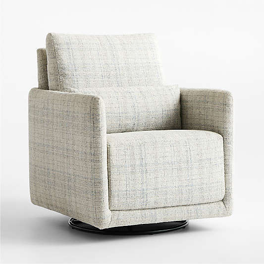 Bowie Blue and Gray Plaid Swivel Glider Nursery Chair