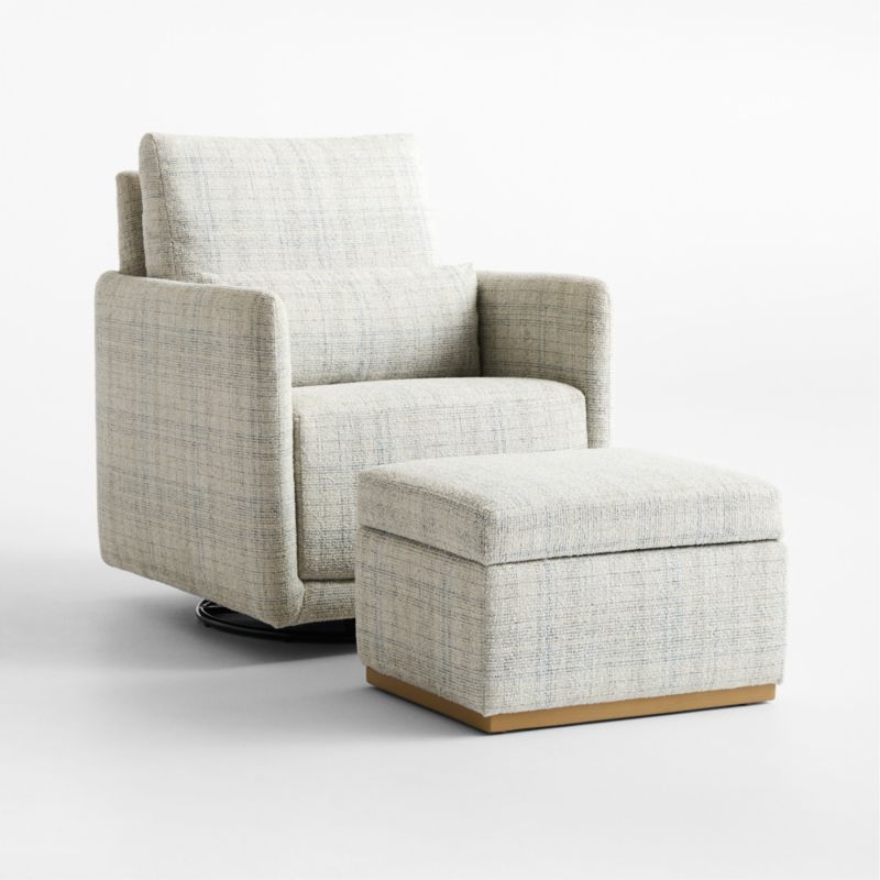 Bowie Blue and Gray Plaid Storage Nursery Ottoman - image 7 of 8