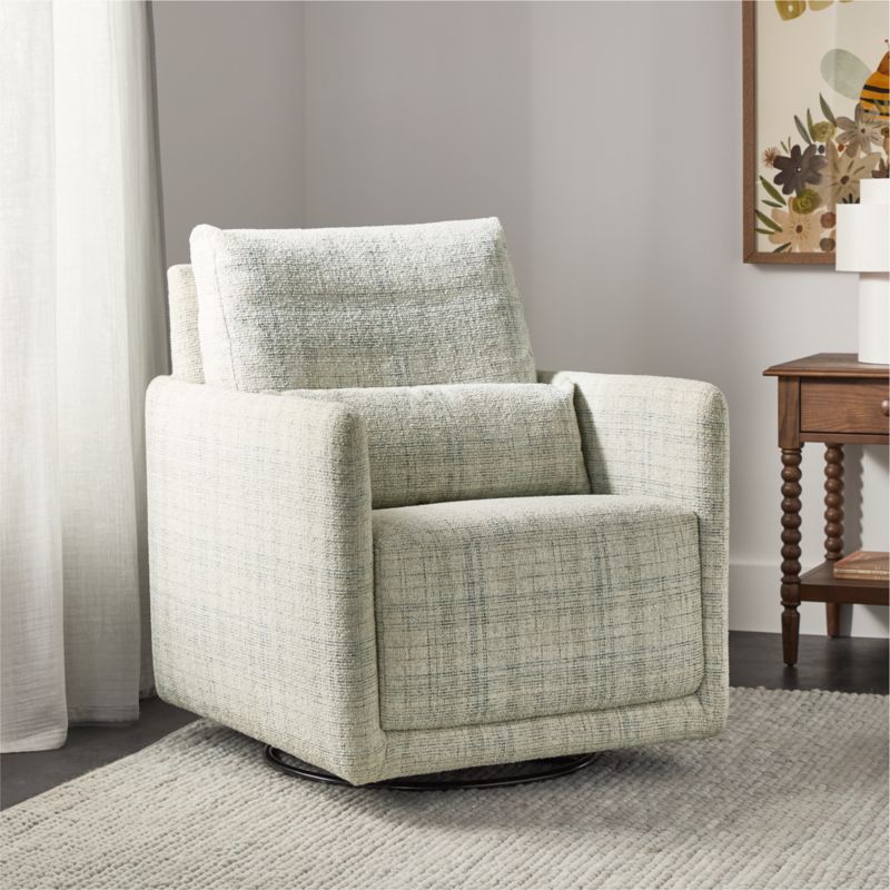 Bowie Blue and Gray Plaid Storage Nursery Ottoman - image 1 of 8