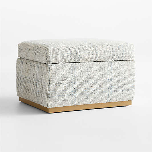 Bowie Blue and Gray Plaid Storage Nursery Ottoman