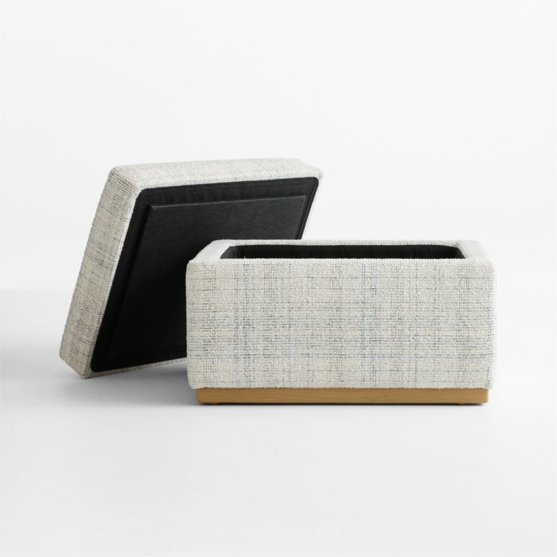 Bowie Blue and Gray Plaid Storage Nursery Ottoman - image 5 of 6