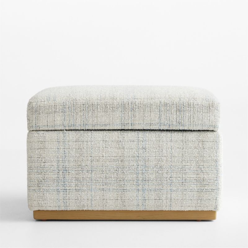 Bowie Blue and Gray Plaid Storage Nursery Ottoman - image 2 of 6