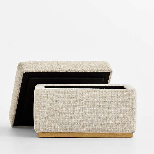Bowie Oatmeal Plaid Storage Nursery Ottoman
