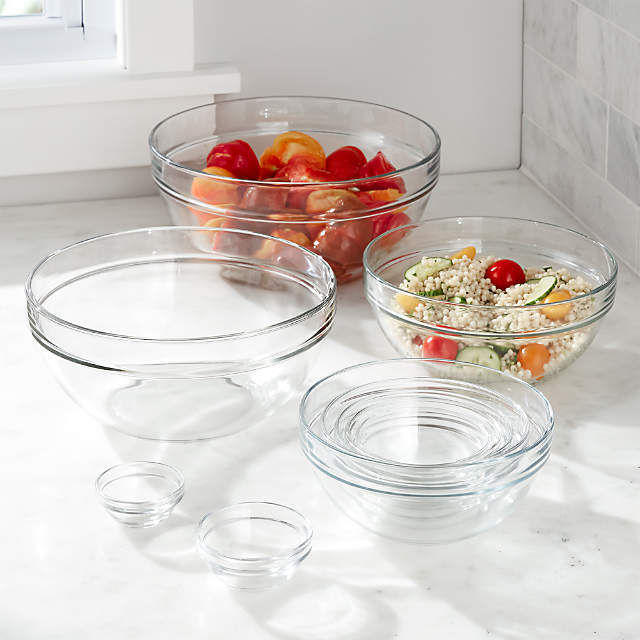 Set of 2 Large Fused Glass Salad Bowls. Set of 2 Glass Salad Bowls