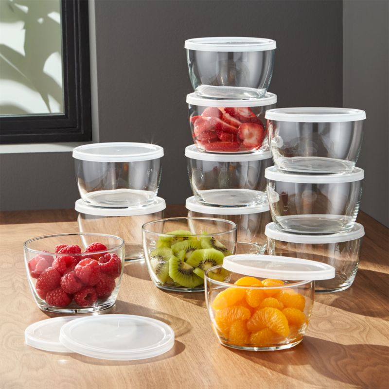 Cooking Concepts Clear Glass Storage Bowls with Plastic Lids 5 In. 2 In a  Set.