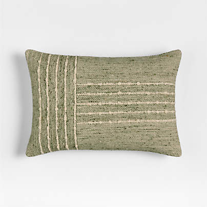 Bozeman Wool Blend 24"x16" Burnt Green Throw Pillow with Feather Insert