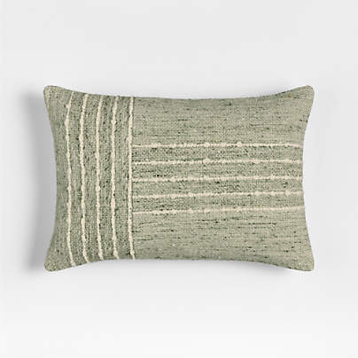 Bozeman Wool Blend 24"x16" Burnt Green Throw Pillow with Down-Alternative Insert