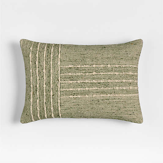 Bozeman Wool Blend 24"x16" Burnt Green Throw Pillow