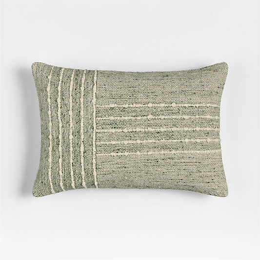 Bozeman Wool Blend 24"x16" Burnt Green Throw Pillow with Down-Alternative Insert