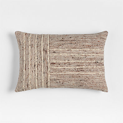 View Bozeman Wool Blend 24"x16" Beige Throw Pillow with Feather Insert details