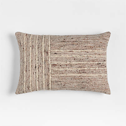 Bozeman Wool Blend 24"x16" Beige Throw Pillow with Feather Insert