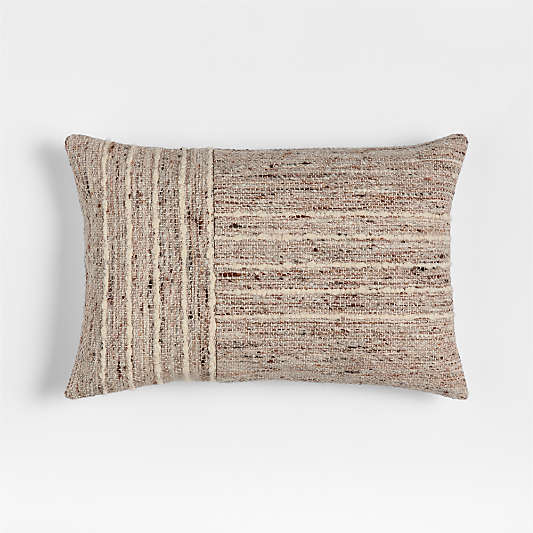Bozeman Wool Blend 24"x16" Beige Throw Pillow with Down-Alternative Insert