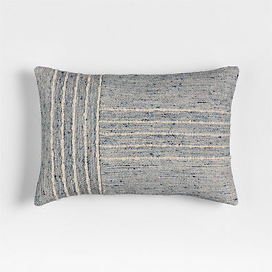 View Bozeman Wool Blend 24"x16" Deep Indigo Throw Pillow with Down-Alternative Insert details