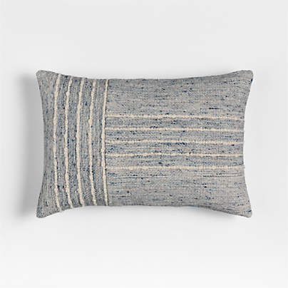 Bozeman Wool Blend 24"x16" Deep Indigo Throw Pillow with Down-Alternative Insert